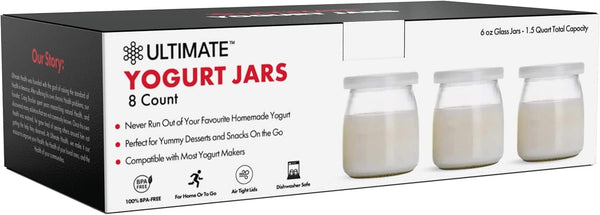 Ultimate Health - Ultimate Yogurt Jars 8 Count Small Glass Yogurt Cups With Lids