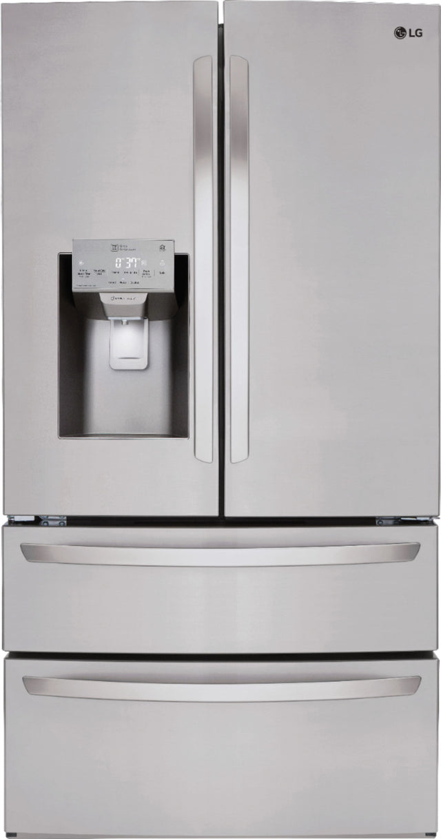Front. LG - 27.8 Cu. Ft. 4-Door French Door Smart Refrigerator with Smart Cooling System - Stainless steel.