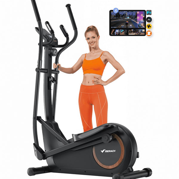 MERACH - Elliptical Trainer Exercise Machine, 16 Levels Magnetic Drive, Quiet Home Cardio Fitness with 16.5" Stride - Black