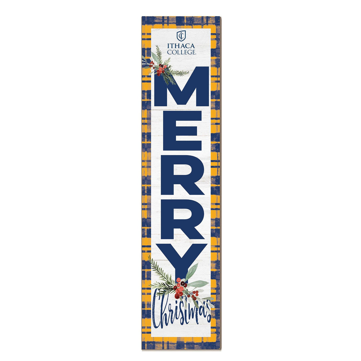 Jardine - Ithaca College Bombers 12'' x 48'' Outdoor Merry Christmas Leaner - White