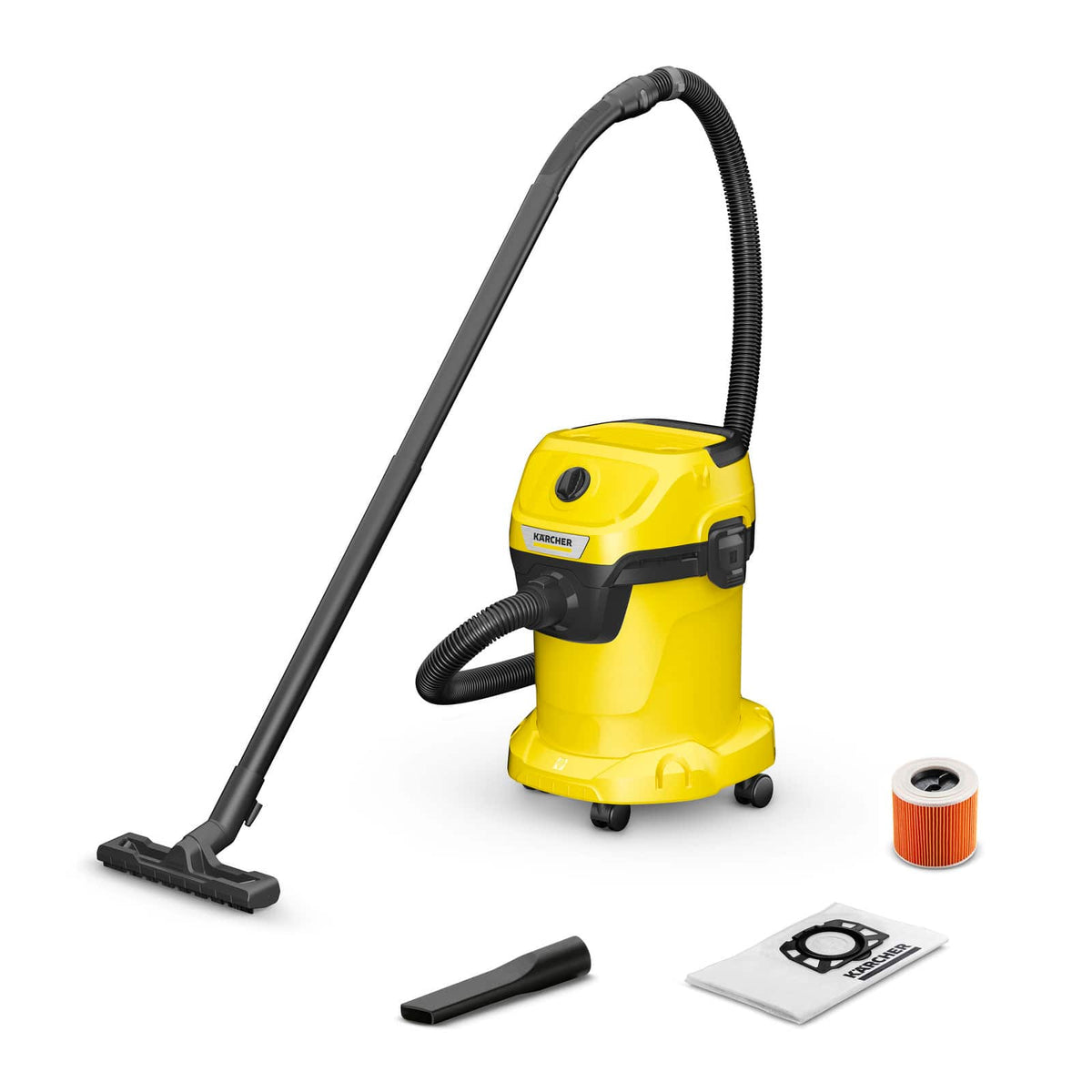 Karcher - WD 3 Multi-Purpose 4.5 Gallon Wet/Dry Shop Vacuum Cleaner, Great for Car Cleaning - Yellow