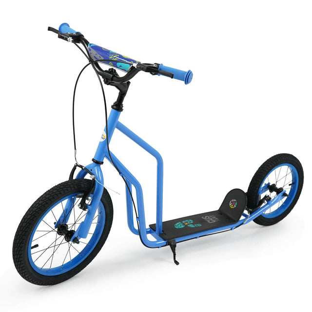 Front. Costway - Costway Youth Scooter Kick Scooter with Adjustable Handlebar Dual Brakes for Teens - Navy.