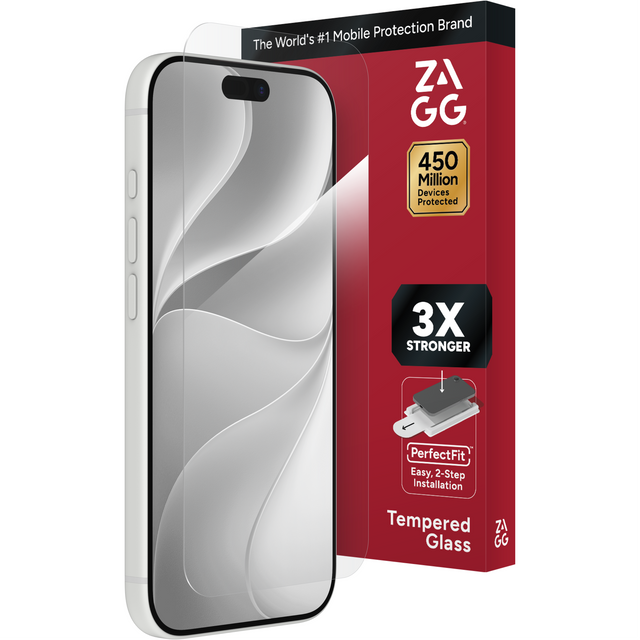 Protection Brand World's #1 Mobile The ZAGG 450 Million Devices Protected  
3X STRONGER  
PerfectFit Easy, 2-Step Installation Tempered ZAGG Glass