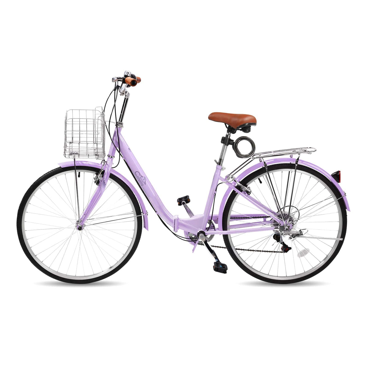 Winado - Foldable Cruiser Bike 7-Speed Cruiser Bike 26Inch Women Bicycle with Ergonomic Upright Frame,Effortless 7-Speed Shifting - PURPLE