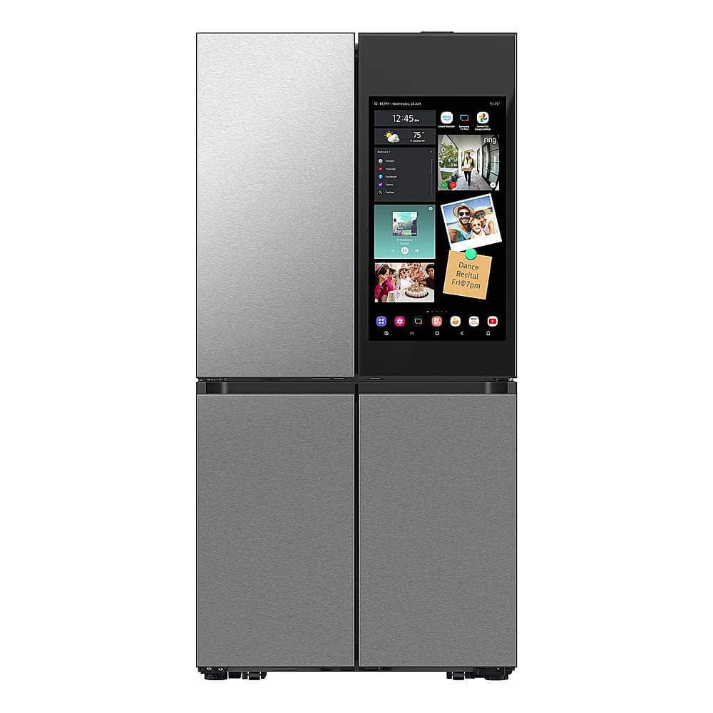 Samsung - 36 in. Wide Bespoke 23 Cu. Ft. 4-Door Flex French Door Counter Depth Refrigerator with Family Hub 32" - Stainless Steel