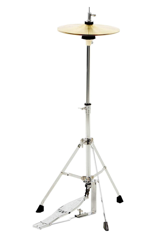 Front. CB Percussion - Junior-Size Hi-Hat Stand with Pair of 10-Inch Cymbals for Junior Drum Kits, Complete Cymbal and Percussion Hardware Set.