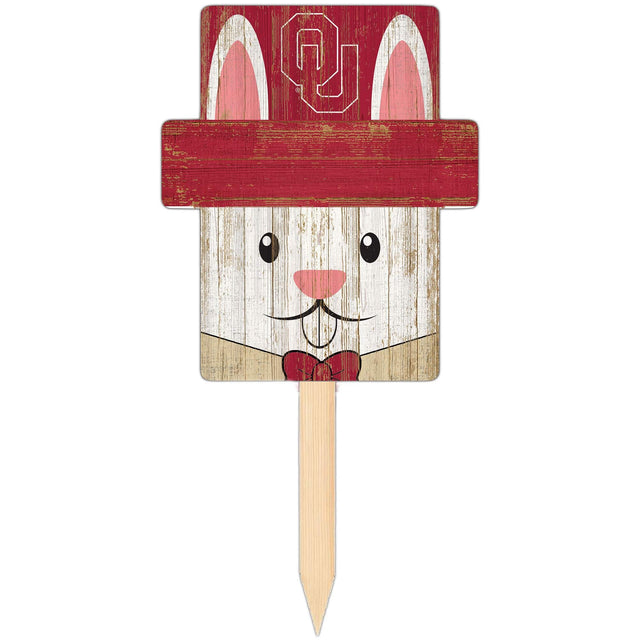 Front. Fan Creations - Oklahoma Sooners 16" x 19" Easter Bunny Yard Stake - Multicolor.