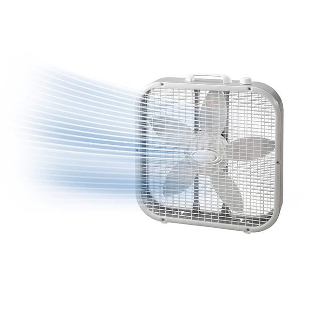 Front. Lasko - 20 in. Air Circulating Box Fan with 3 Speeds - White.