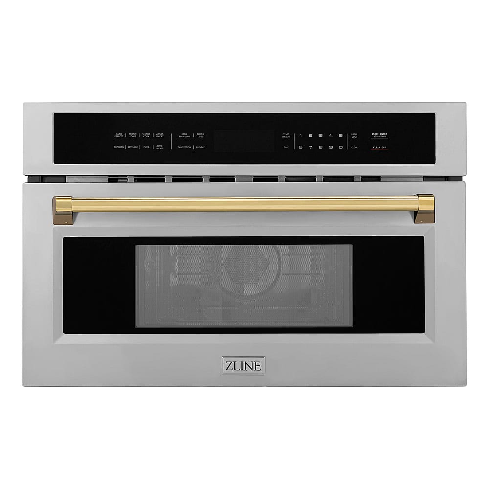 ZLINE - Autograph Edition 30" 1.6 cu ft. Built-in Convection Microwave Oven and Polished Gold Accents - Stainless Steel