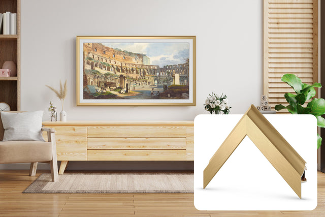 Front. Deco TV Frames - Alloy Prismatic Bezel for Samsung The Frame TV - 65" - Pale Gold.