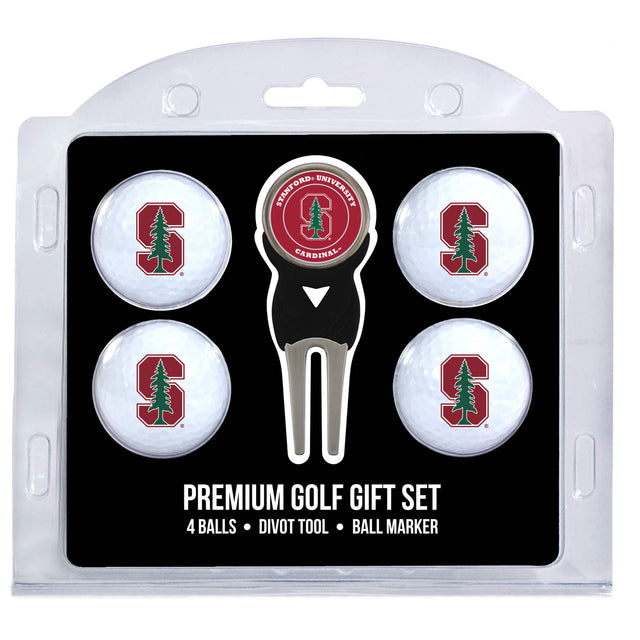 STANFORD UNIVERSITY  
CARDINAL  

PREMIUM GOLF GIFT SET  
4 BALLS • DIVOT TOOL • BALL MARKER