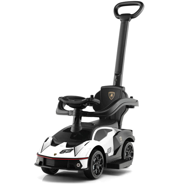 Front. Costway - Costway 3-in-1 Licensed Lamborghini Ride on Push Car Stroller Sliding Car w/ Sound - White.