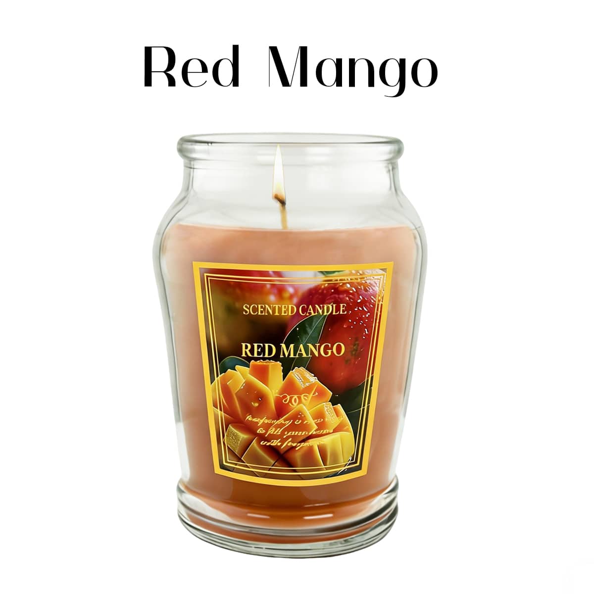 TOCCATA - Red Mango 12oz Scented Candle Large Jar Home fragrance up to 70 Hour Burn Time, Giftable, Valentine's Day - Orange