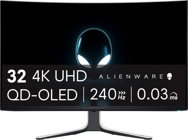 Alienware - AW3225QF 32" QD-OLED Curved 4K UHD 240Hz 0.03-ms G-SYNC Compatible Gaming Monitor with HDR (HDMI, DisplayPort. USB) - Lunar Light
