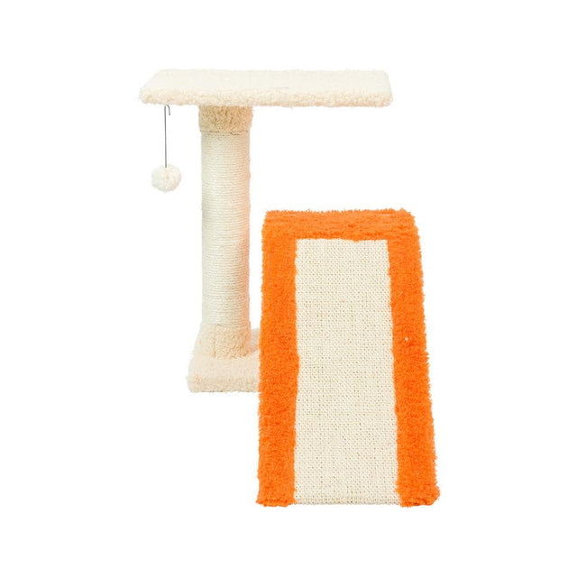 Front. Armarkat - TwoLevel Platform Real Wood Scratcher W Sisal Carpet Ramp - Beige.