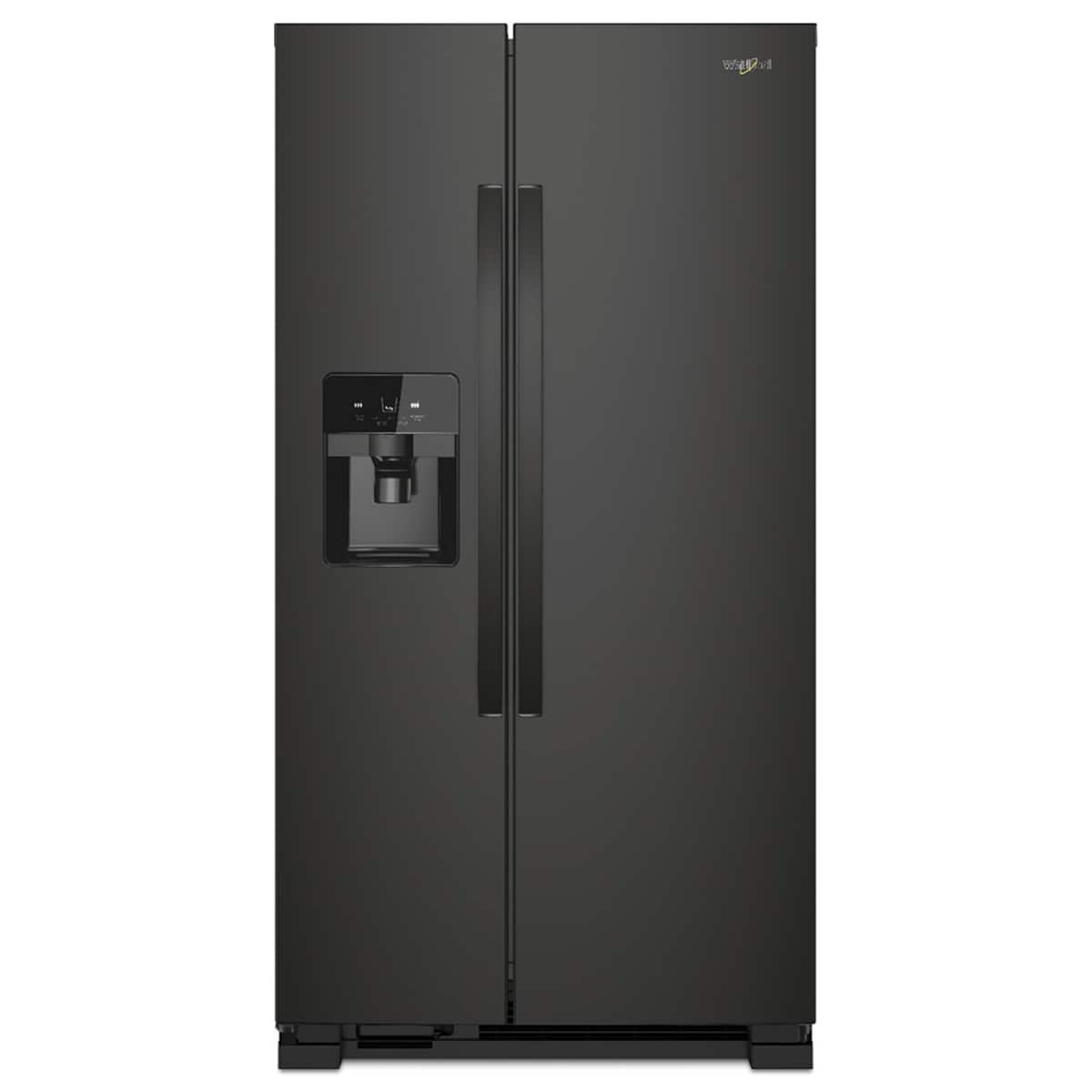 Whirlpool - 36 in. Wide 25 cu. ft. Side-by-Side Refrigerator with Frameless Glass Shelves - Black