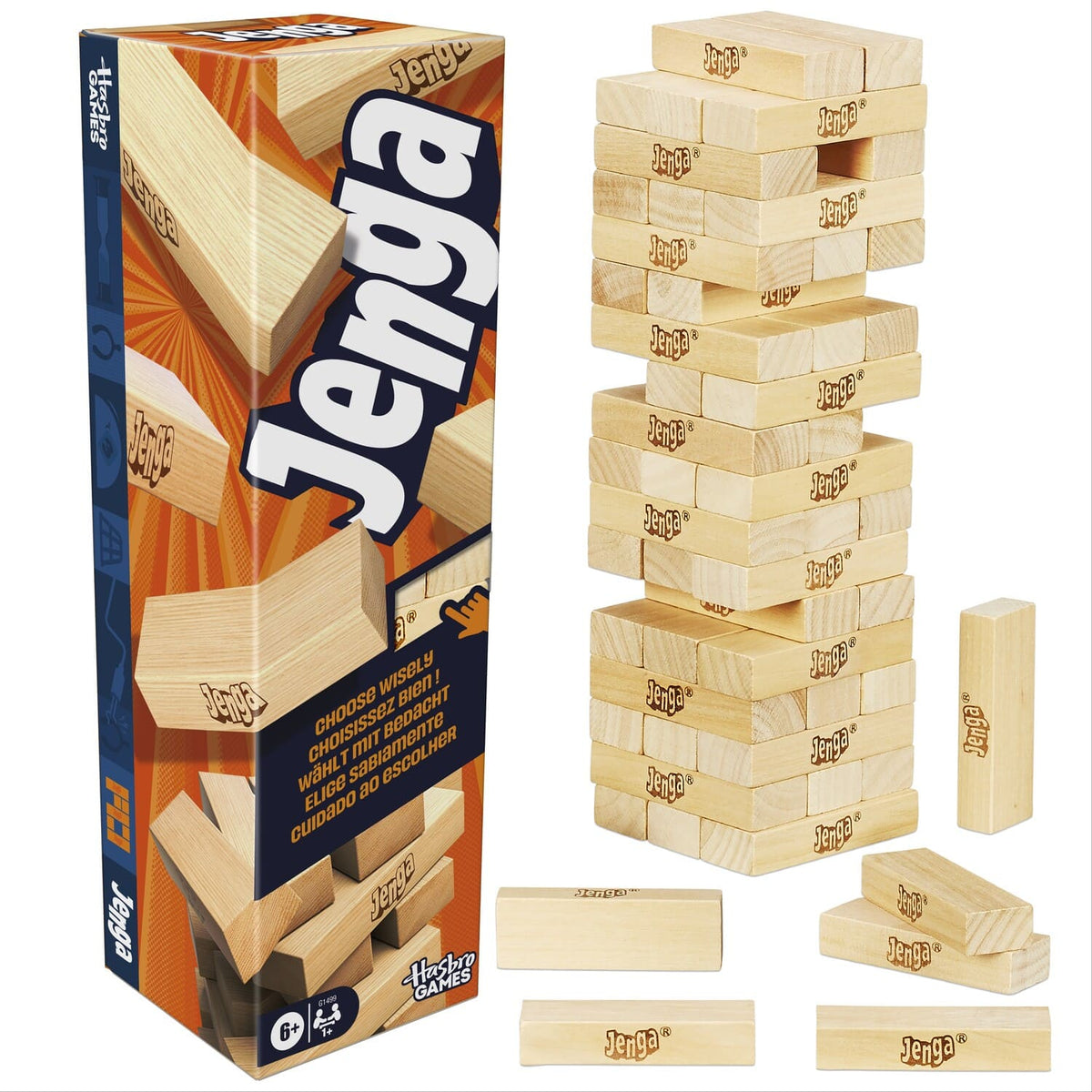 Hasbro - Jenga - Stacking Tower Party Game - GAMES (MISC) - Multicolor