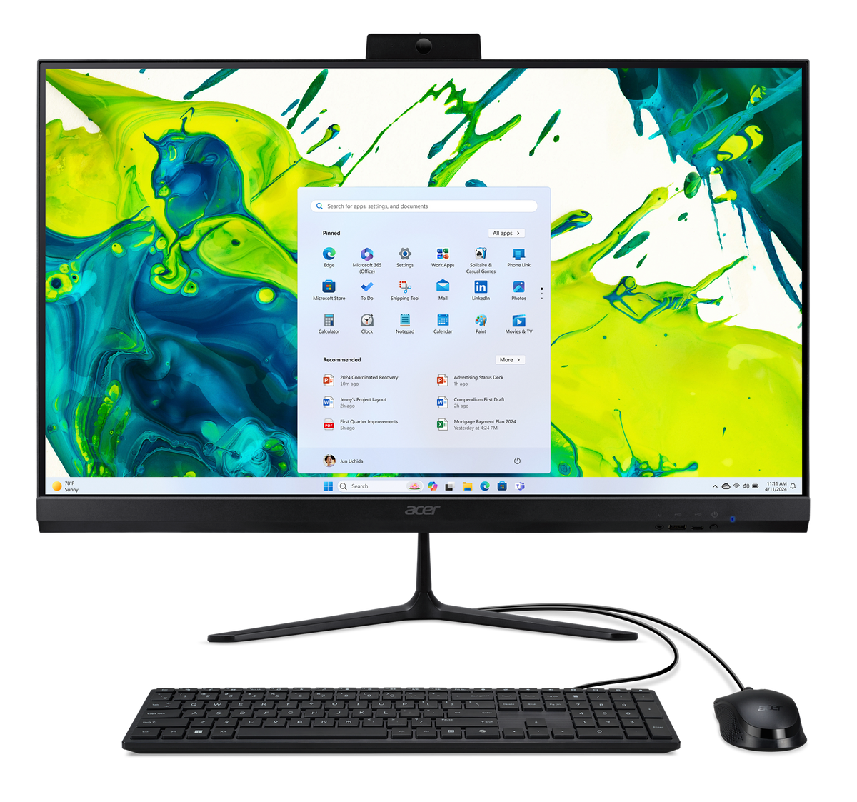 Acer - Aspire C27-2G-UR18 27" All-in-One Desktop – AMD Ryzen 5 7430U 16GB RAM 512GB SSD Full HD Display - Black
