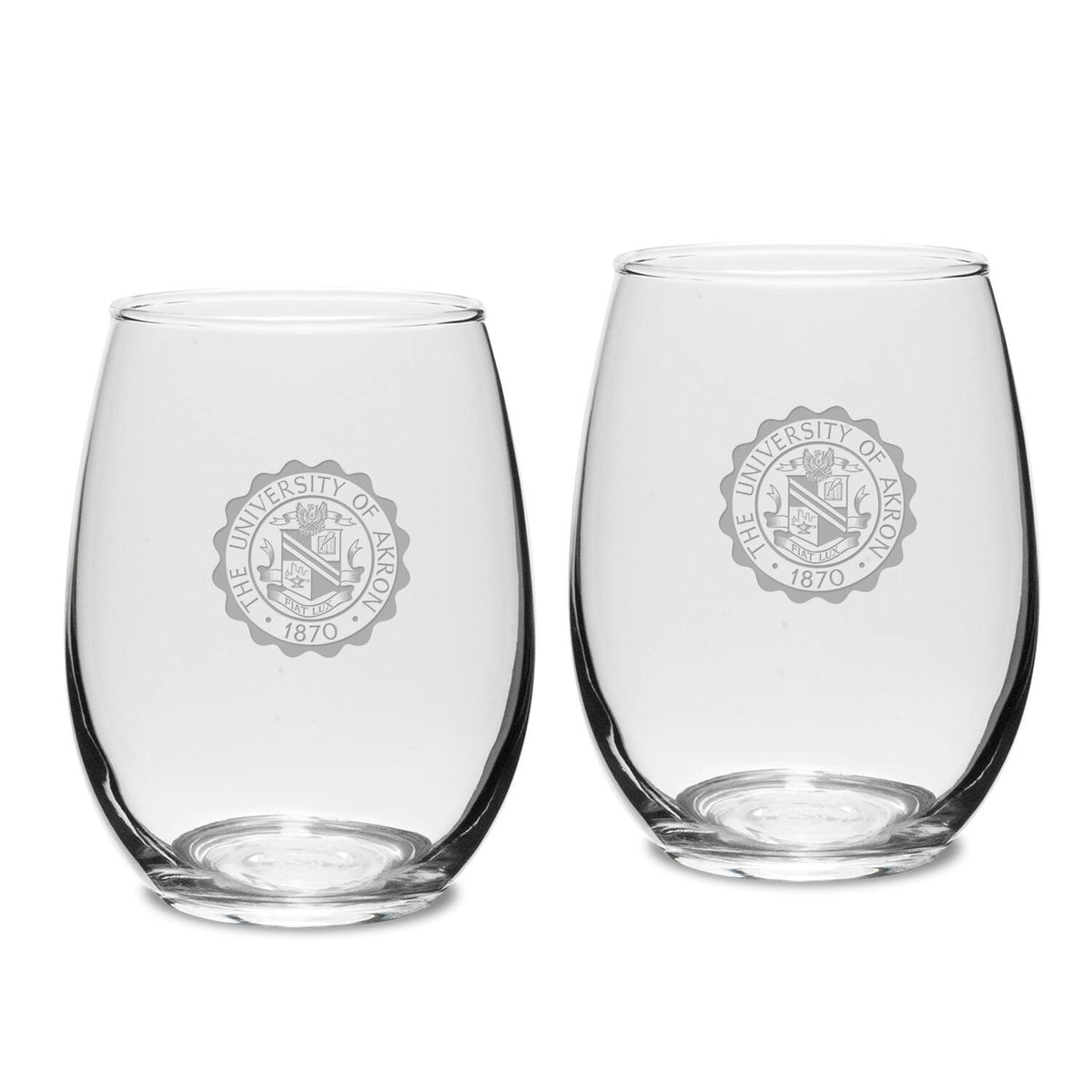 Jardine - Akron Zips 15oz. 2-Piece Stemless Wine Glass Set - Multicolor