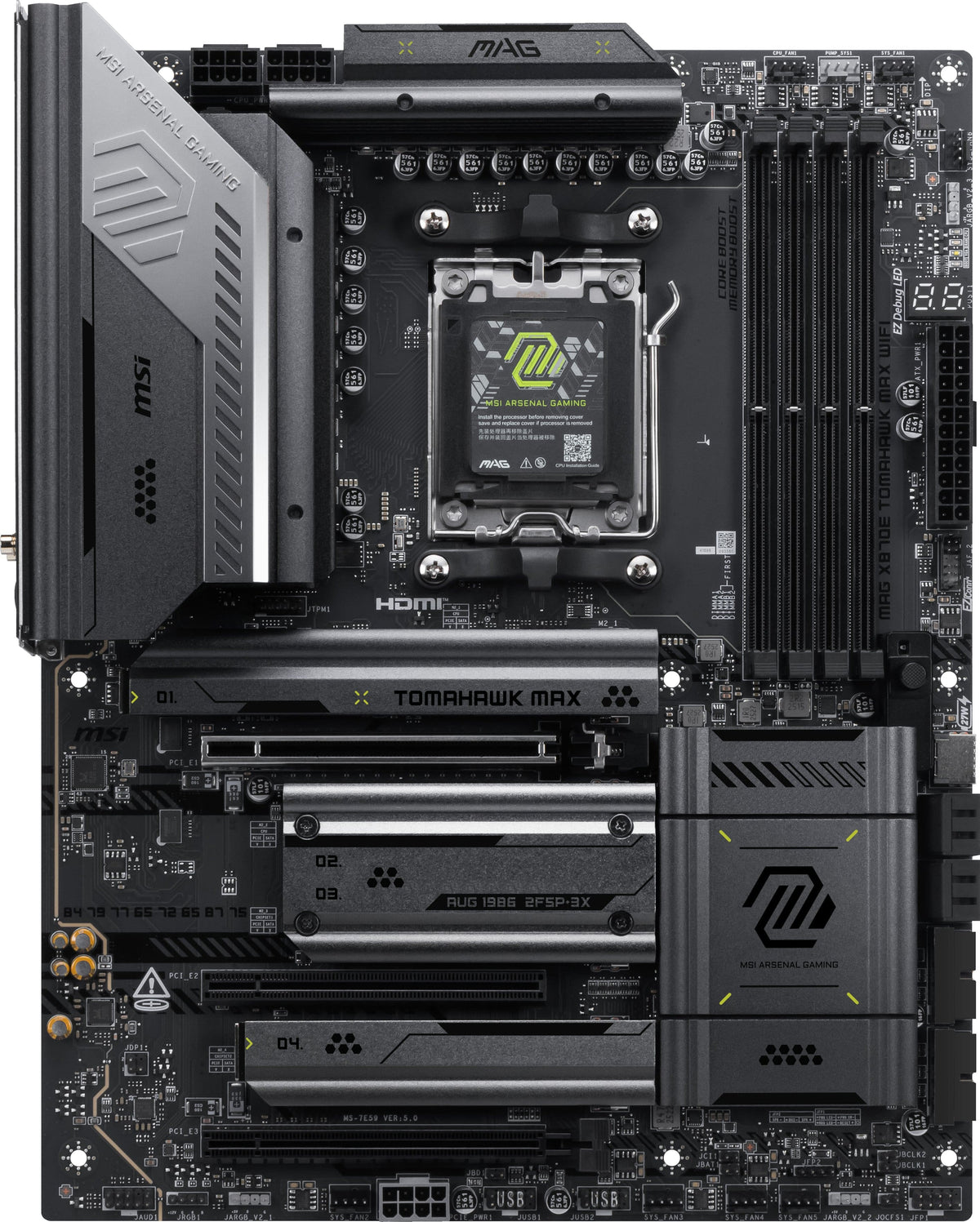 MSI - MAG X870E TOMAHAWK MAX WIFI (Socket AM5) AMD X870E ATX DDR5 Wi-Fi 7 Ryzen 9000 / 8000 / 7000 Motherboard - Black