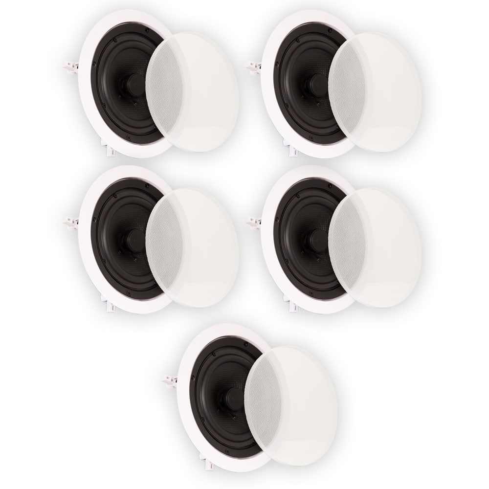 Theater Solutions by Goldwood - TS65C in Ceiling 6.5" Speakers Surround Sound Home Theater 5 Piece Speaker Set - Paintable White