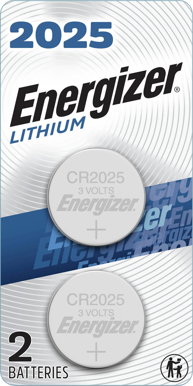 Front. Energizer - 2025 Batteries (2 Pack), 3V Lithium Coin Batteries - Silver.