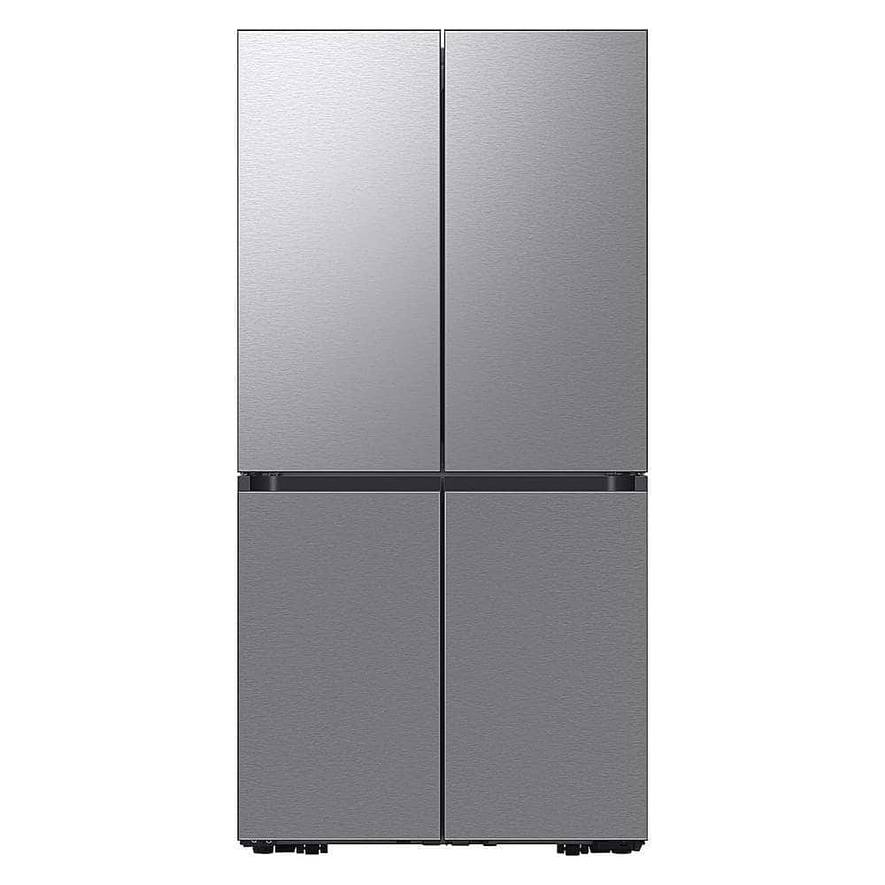 Samsung - 36 in. Wide Bespoke 23 Cu. Ft. 4-Door Flex French Door Counter Depth Refrigerator with Beverage Center - Stainless Steel