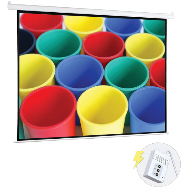 Front. Pyle - 72-In. Motorized Projector Screen - Matte White.