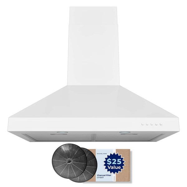 Hauslane - 30 inches - Convertible - Wall Range Hood - Matte White