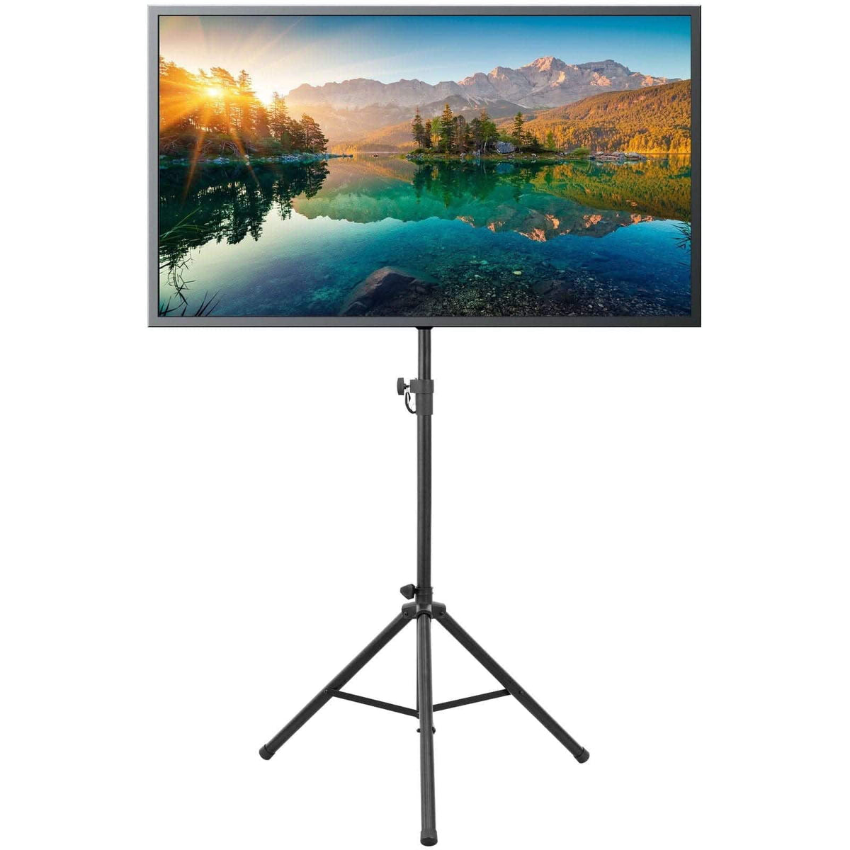 Mount-It! - Heavy‑Duty Portable Tripod TV Stand for 32″–70″ Screens with Adjustable Height, Tilt & Non‑Slip Feet - Black
