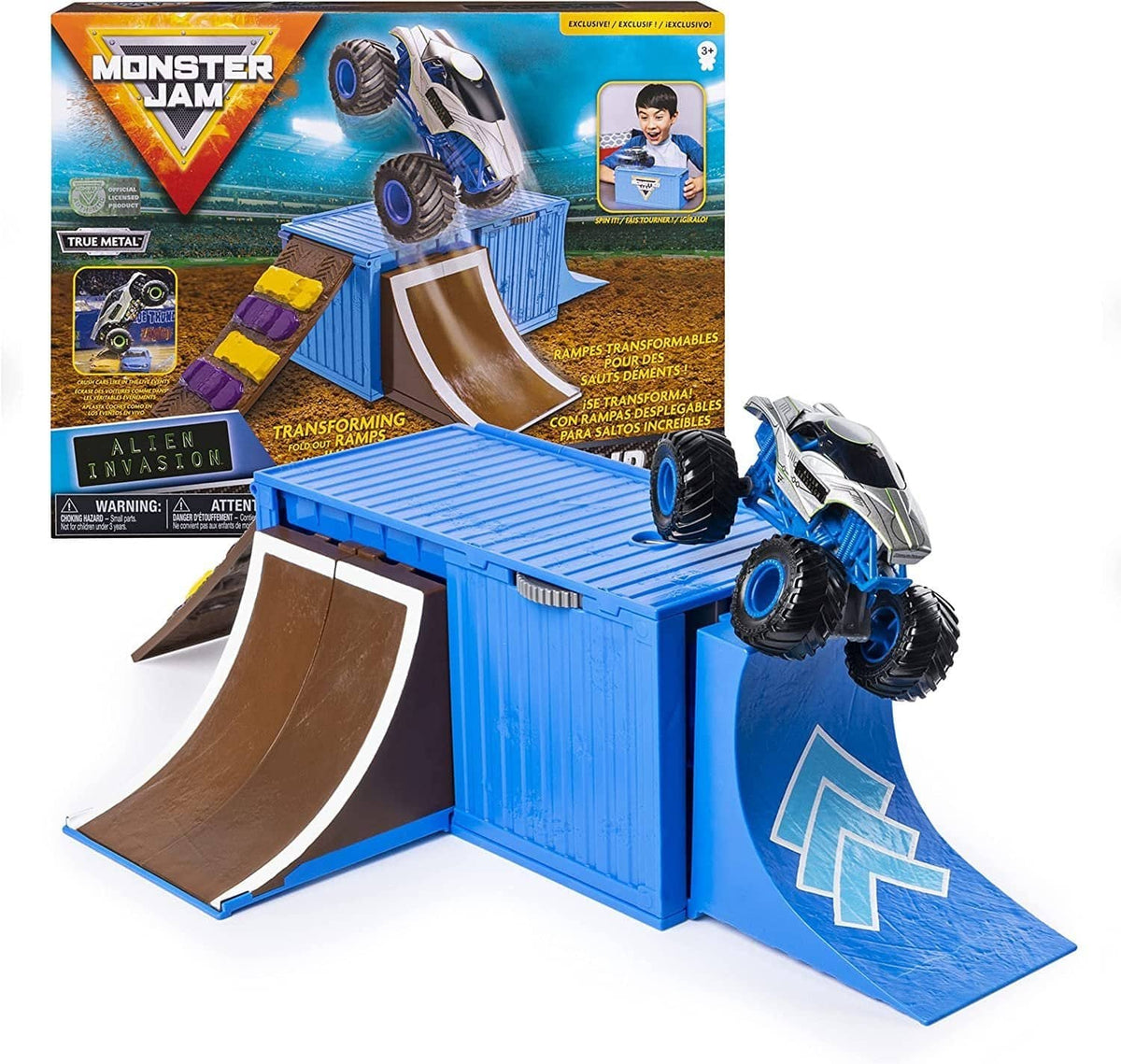 Monster Jam - Ship It & Flip It Transforming Playset with Exclusive 1:64 Scale Die-Cast Truck - Multicolor