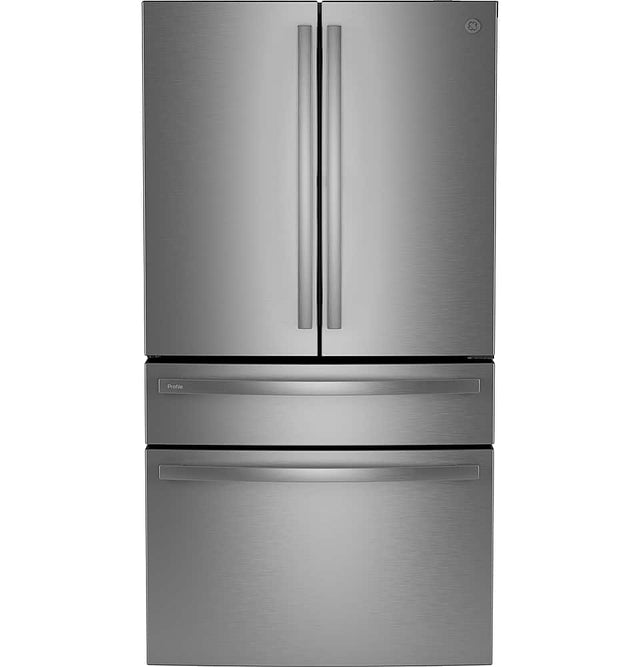 Front. GE Profile - 29 Cu. Ft. Bottom-Freezer Smart Refrigerator with Adjustable Temperature Drawer - Stainless Steel.