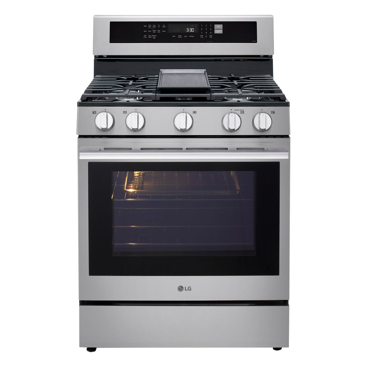 LG - 30-in Wide 6.3 Cu. Ft. Freestanding Gas True Convection Smart Range with 5 Burners, Air Fry and UltraHeat 20K Burner - Stainless Steel