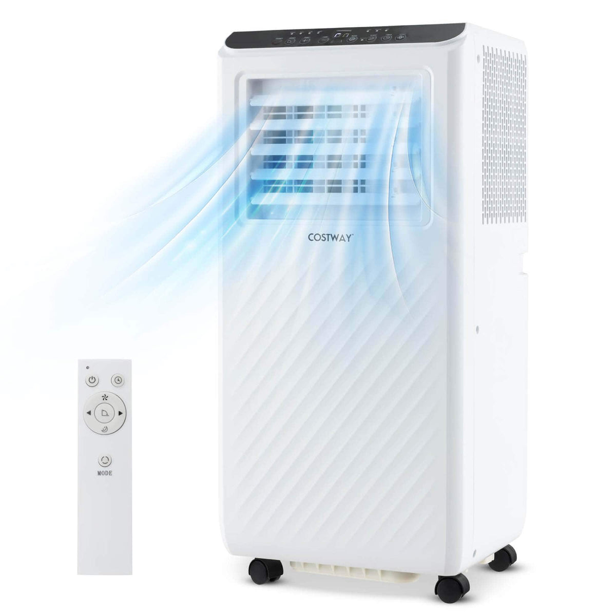 Costway - 8000 BTU Portable Air Conditioner Cools up to 250 sq.ft 3 -in-1 Air Cooler Dehumidifier Fan 24H Timer 5000 BTU - White