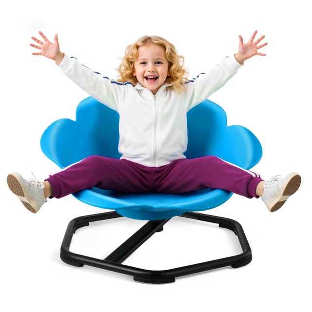 Front. VEVOR - Kids Swivel Chair, 220 lbs Capacity, Cylinder Shape Sensory Spinning Chair, Autistic Kids Sensory Toy Seat - Blue.