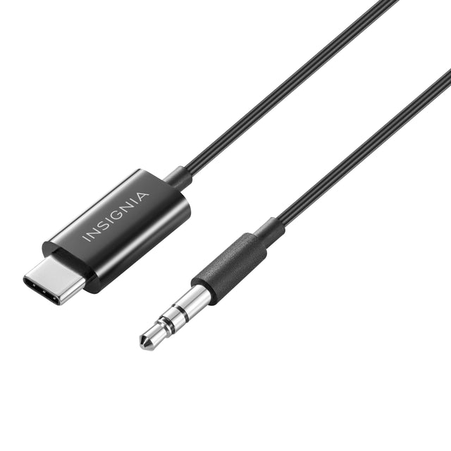 Front. Insignia™ - 3’ USB-C to 3.5 mm Cable - Black.