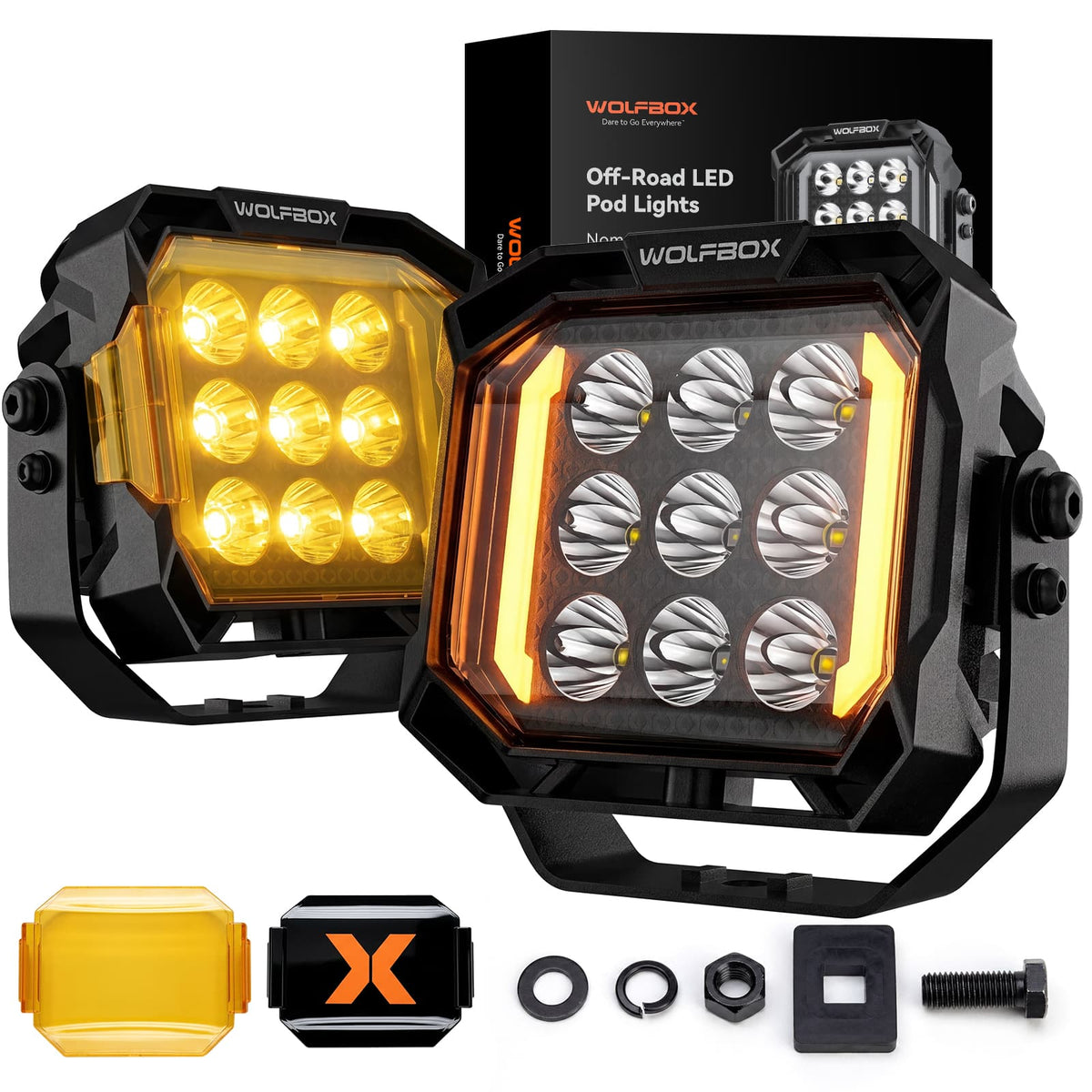 WOLFBOX - 5 Inch Pixel LED Pods, IP69K Off Road Driving Lights | True 95W 9010LM, -40°F to 185°F, for Jeep Ford UTV ATV
