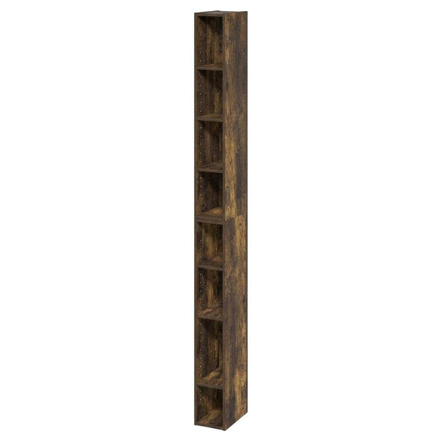 Front. FurniFact - Amber Pine 8-Tier Bookcase with Space Saving Storage Shelf - Amber Pine.