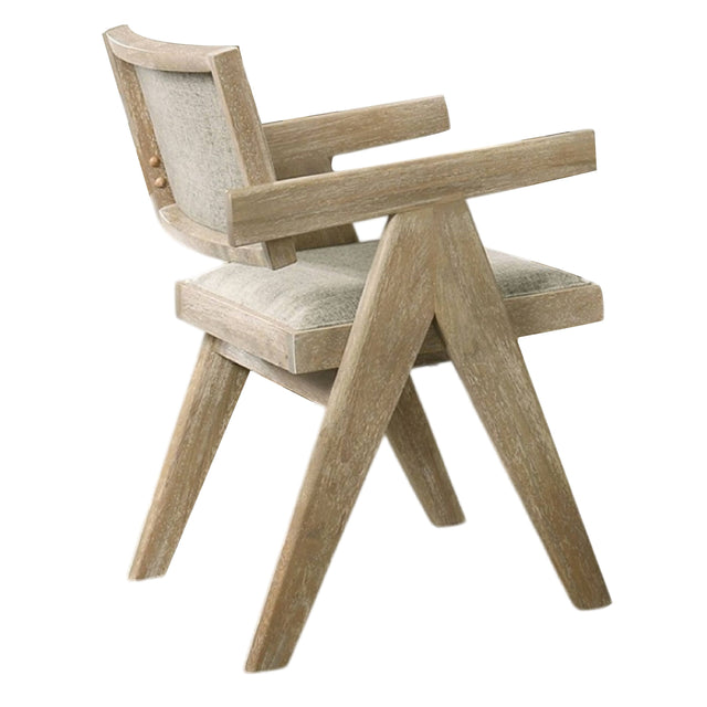 Front. Manhattan Lane - Gexy Dining Side Chair Set of 2, Brown Oak Veneer, Gray Polyester Seat - Oak Brown, Gray.