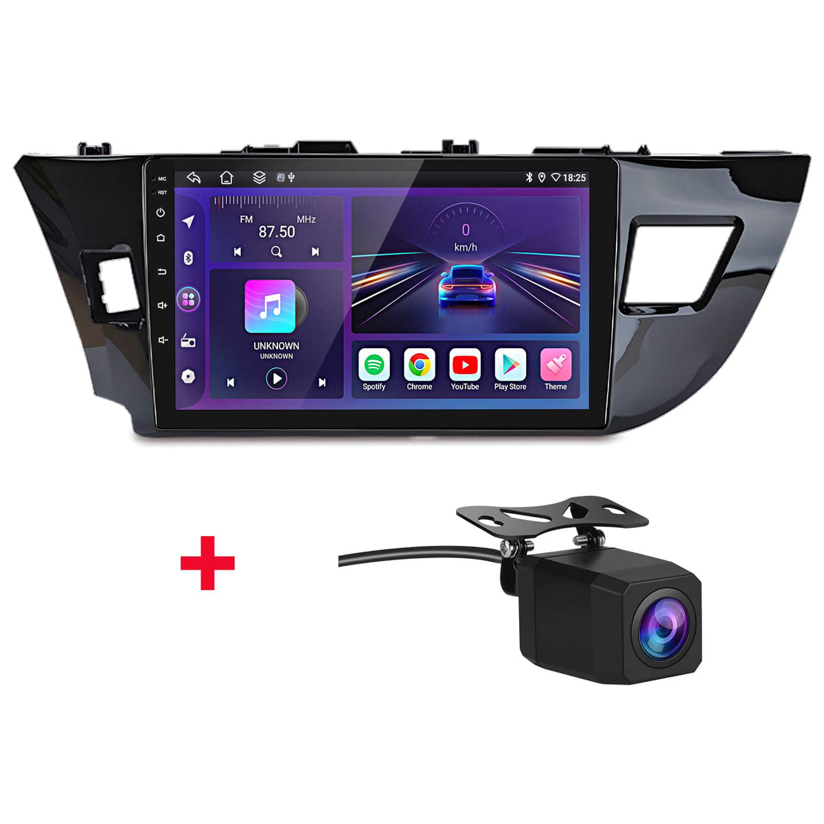 Junsun - For Toyota Corolla 2014-2016 Backup Camera carplay 6+128GB Android15 8Core Car Stereo Radio GPS Navi WIFI RDS BT FM SWC - Black