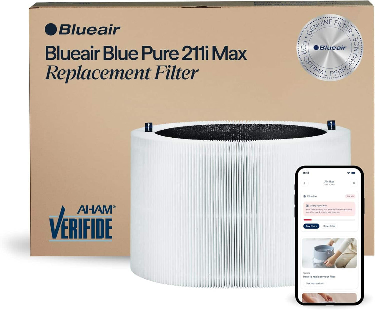 Blueair - Blue Pure F2MAX Replacement Filter for 211i Max Air Purifier, HEPASilent Carbon Filter AHAM Certified - White
