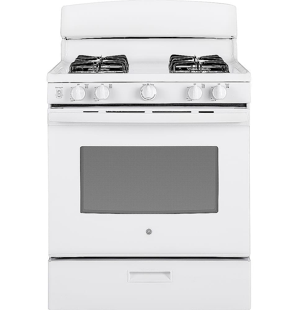 GE - 30 in. Wide 4 Burners 4.8 Cu. Ft. Freestanding Gas Range - White
