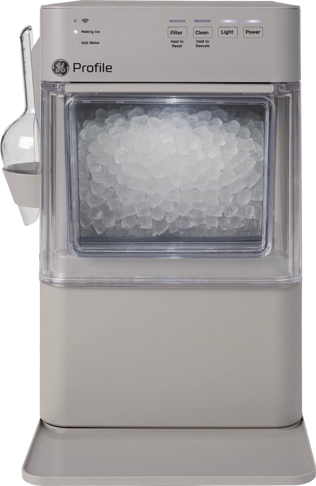Making Ice  
Add Water  

Filter  
Hold to Reset  

Clean  
Hold to Descale  

Light  
Power  

GE Profile