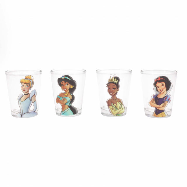 Front. Disney - Disney Royalty 2-Ounce Mini Shot Glasses | Set of 4 - Blue.
