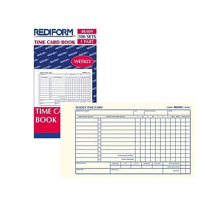 Rediform - Weekly Time Card Pad, 100 Cards/Pad - Manila