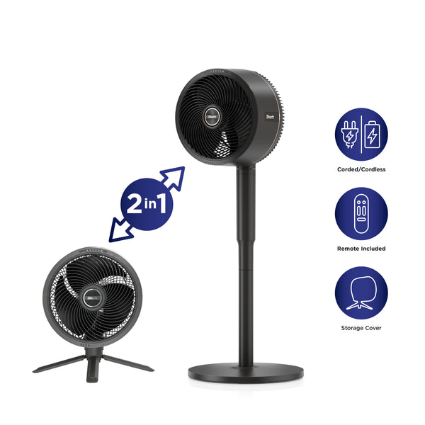Shark - FlexBreeze Outdoor and Indoor Fan, Cordless & Corded, Pedestal to Tabletop - Dark Gray