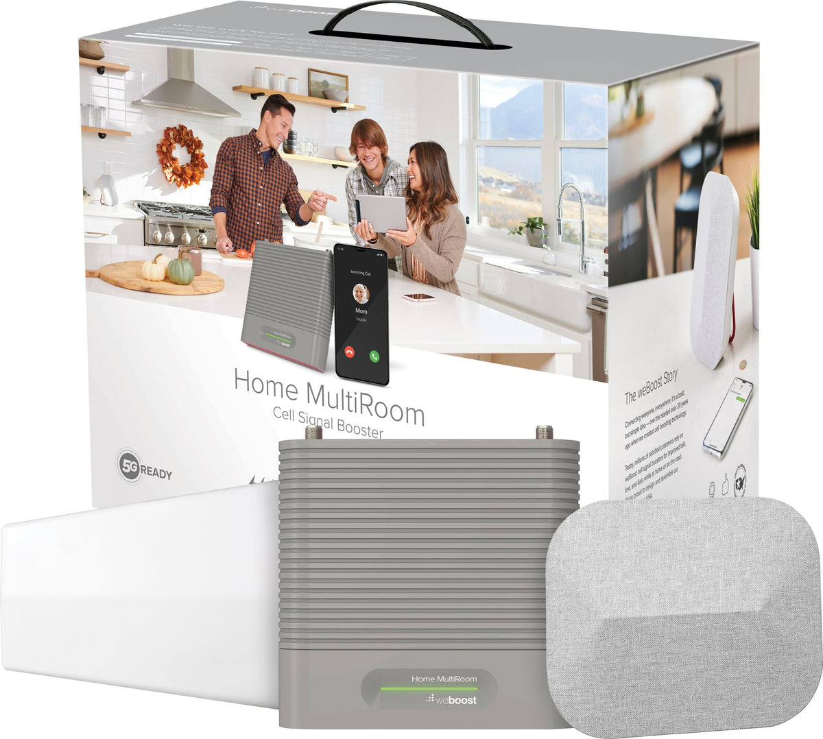 weBoost - Home MultiRoom Cell Phone Signal Booster Kit, Boosts 4G LTE & 5G up to 5,000 sq ft for all U.S. Carriers - Gray