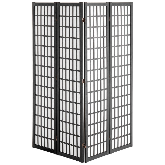 Front. VEVOR - Room Divider, 4 Panel Japanese Room Divider, Wood Folding Privacy Screen Indoor, Japanese Partition Dividers Portable - Black.