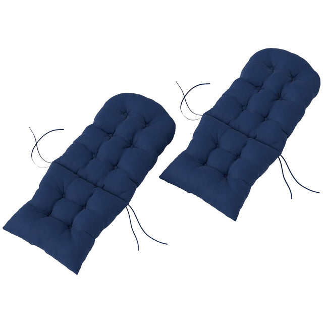 Front. Outsunny - Adirondack Chair Cushions Set of 2, Tufted High Back Patio Non-Slip Cushions for Adirondack Chairs - Navy Blue.
