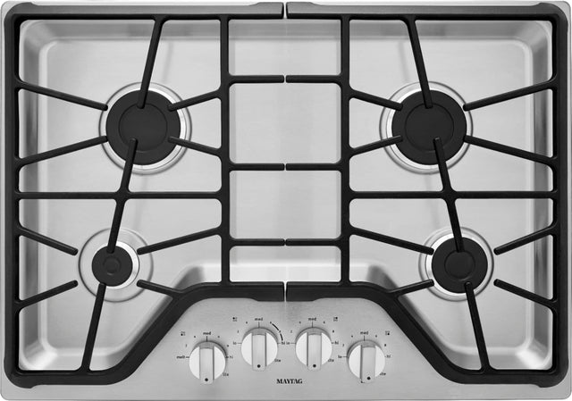 Front. Maytag - 30" Built-In Gas Cooktop - Stainless steel.